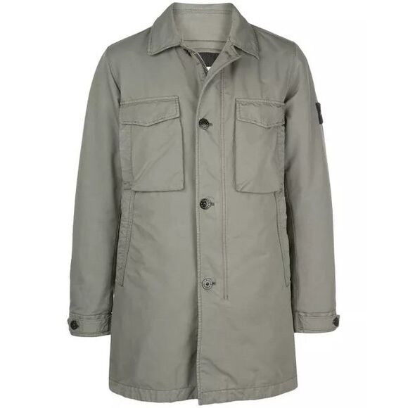 Stone Island NWT Logo Patch Mid-Length Parka in Green Size‎ XXL MSRP $1325